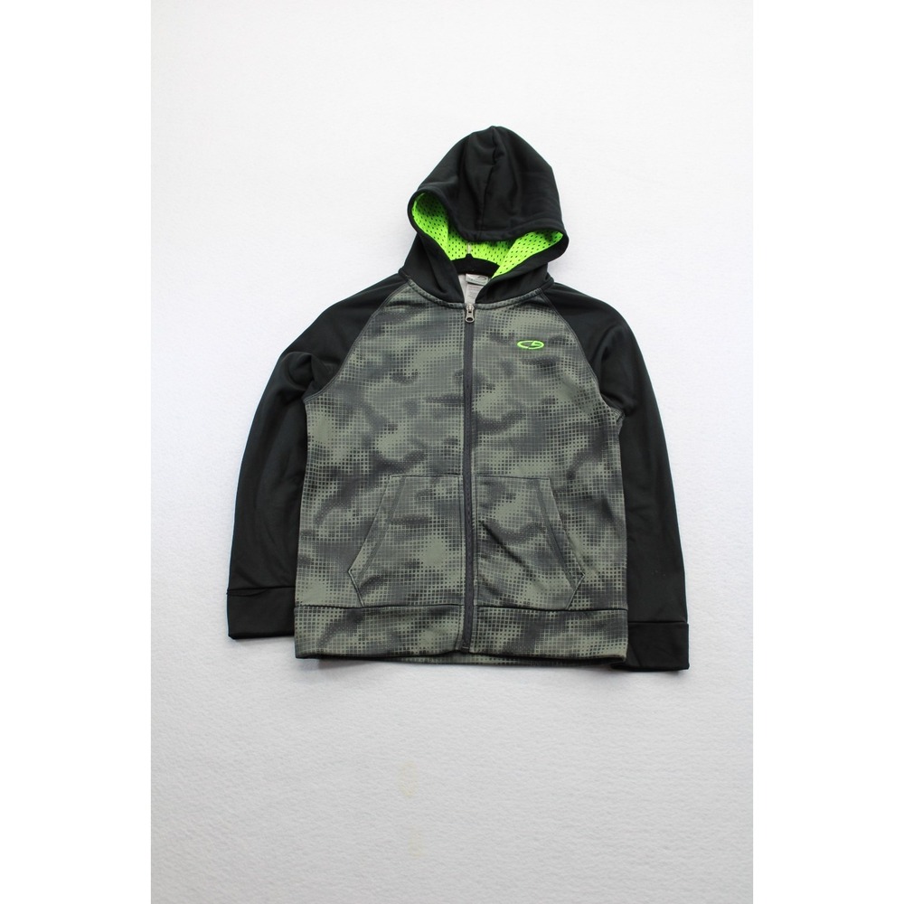 C9 Champion Full Zip Hoodie Black Gray Camo Print Boys M (8–10) Fleece Lined
